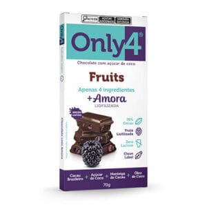 Chocolate Only4 70% - Fruits Amora Sem Lactose Caixa com 6 un de 70g